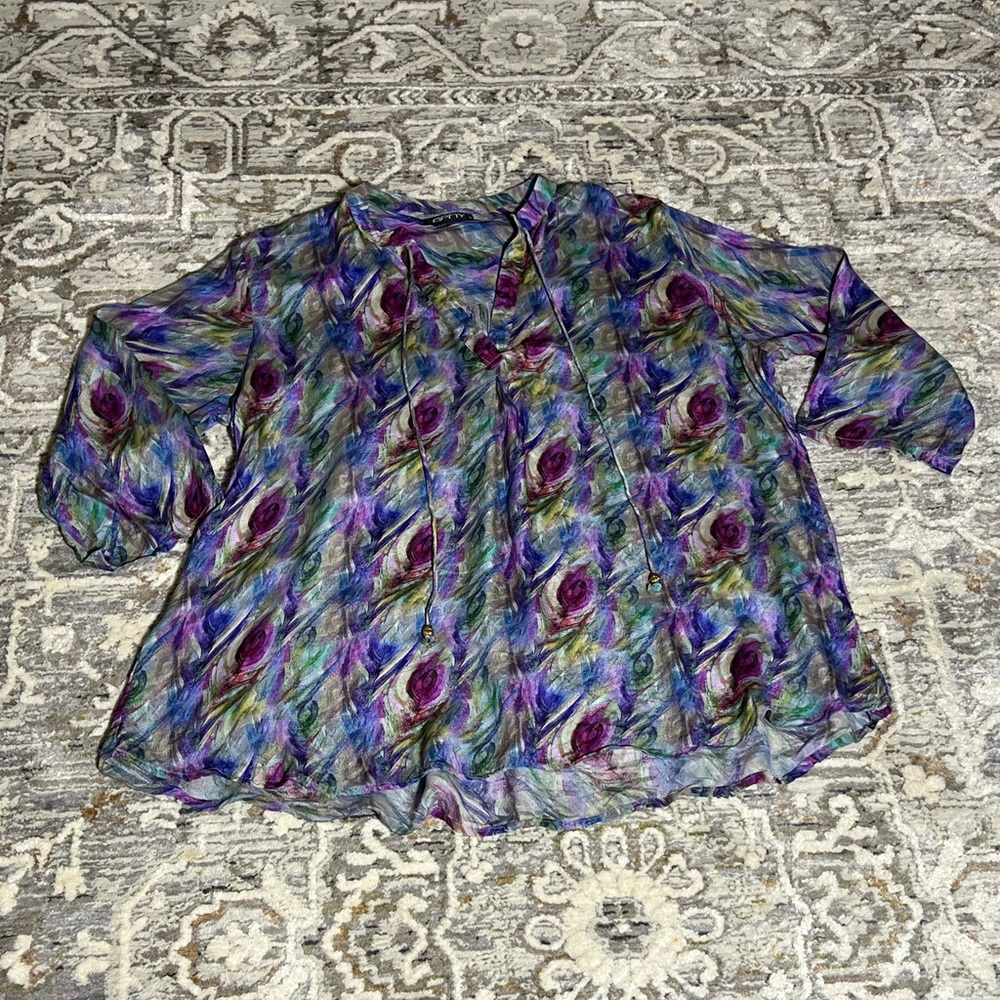 Colorful Abstract Women's Top - Picture 9 of 11